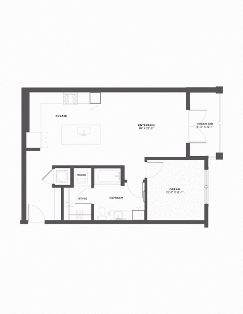 a floor plan of a house with a loft and a patio